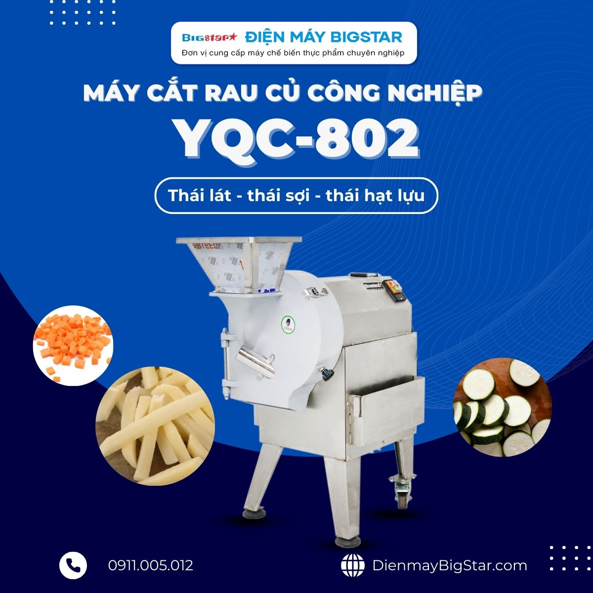 Máy thái rau củ quả đa năng YQC-802 12 may cat rau cu cong nghiep YQC 802 banner