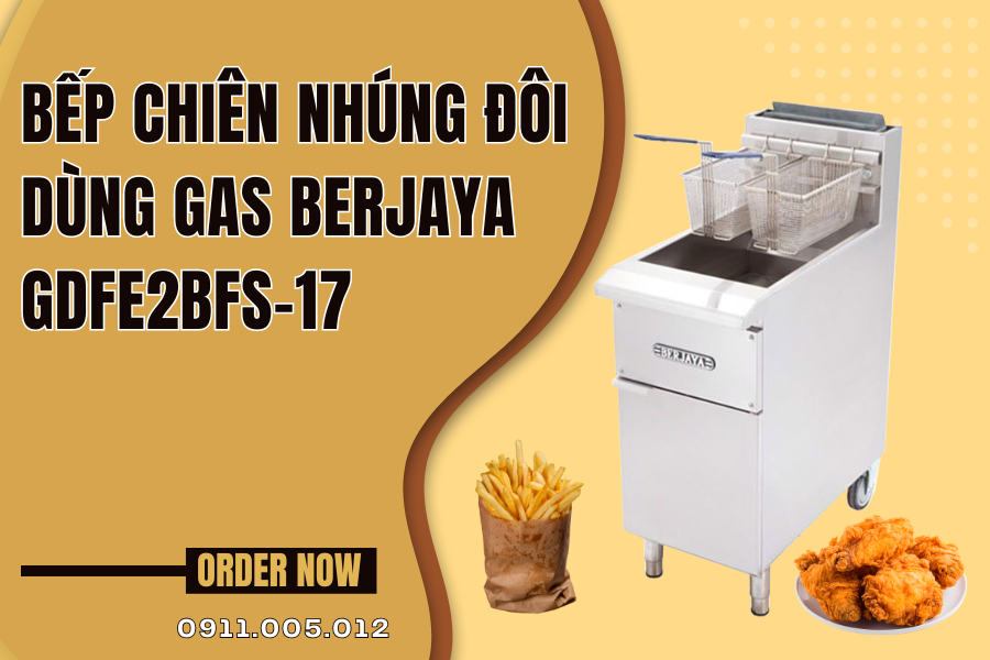 Bếp chiên nhúng đôi dùng gas Berjaya GDFE2BFS-17