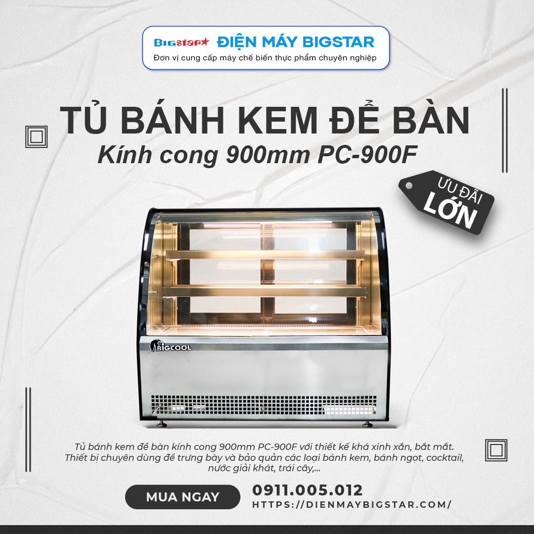 tu banh kem de ban kinh cong PC 900F tu banner