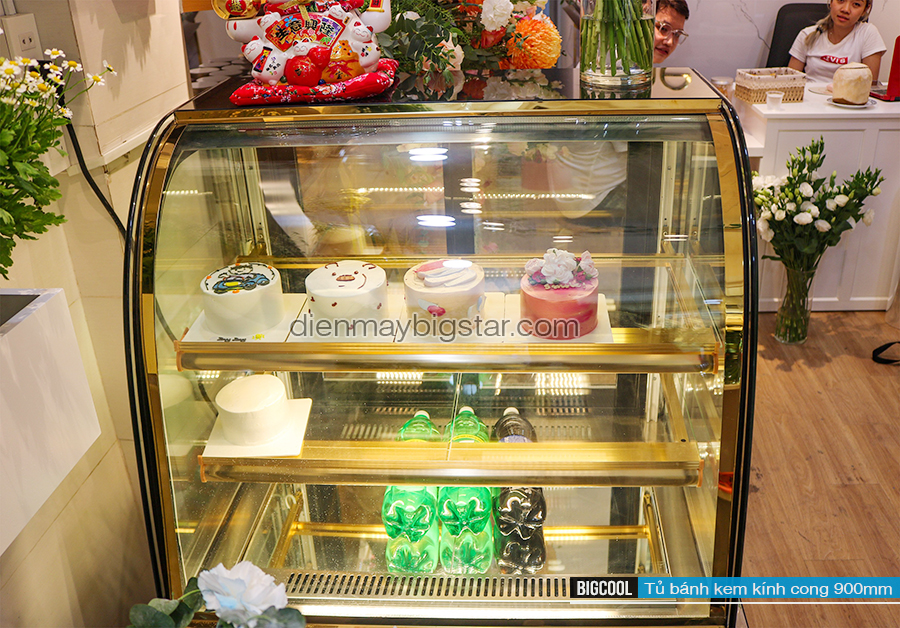 Tủ trưng bày bánh kem kính cong 900mm GB-250-4L