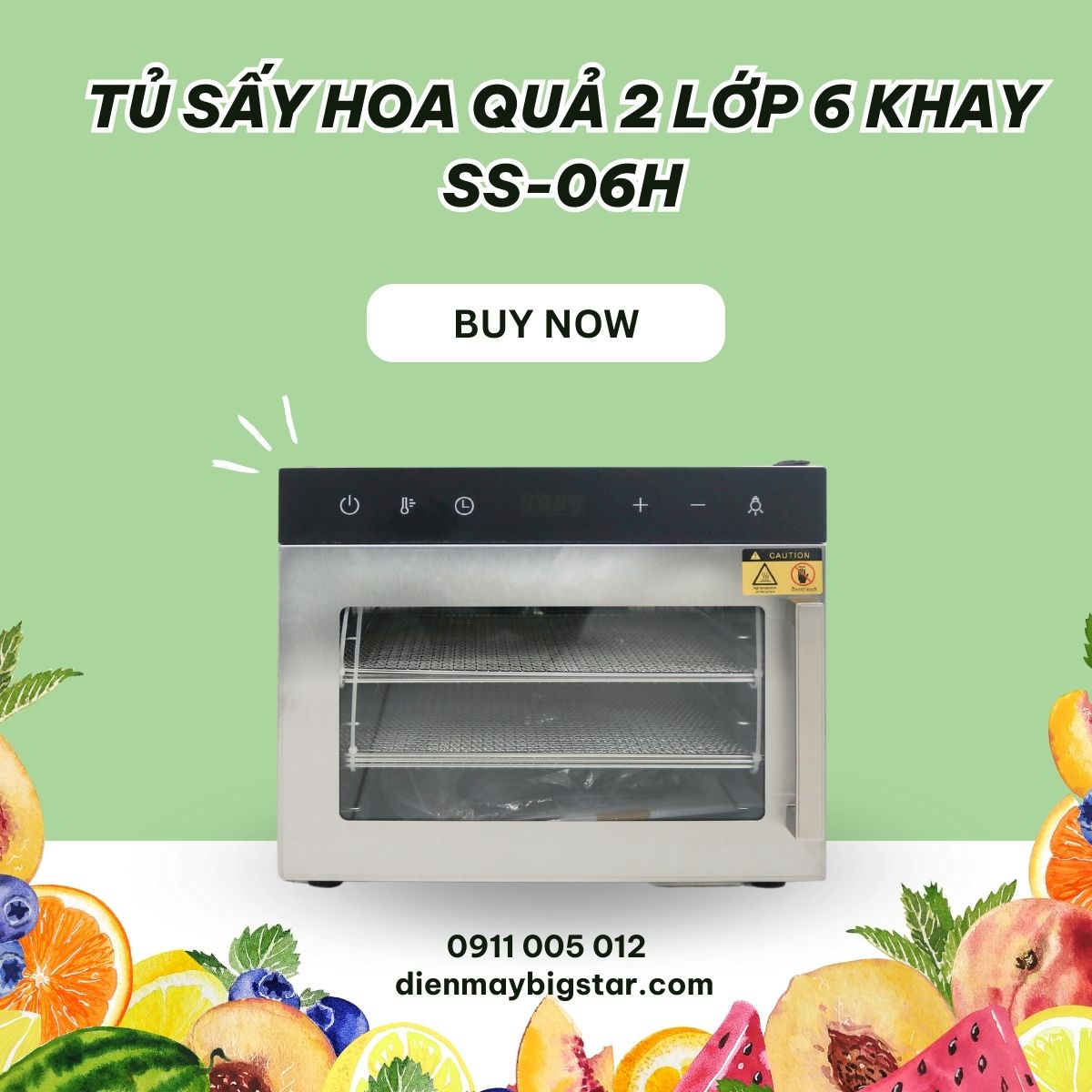 tu say hoa qua 2 lop 6 khay inox ss 06h 1