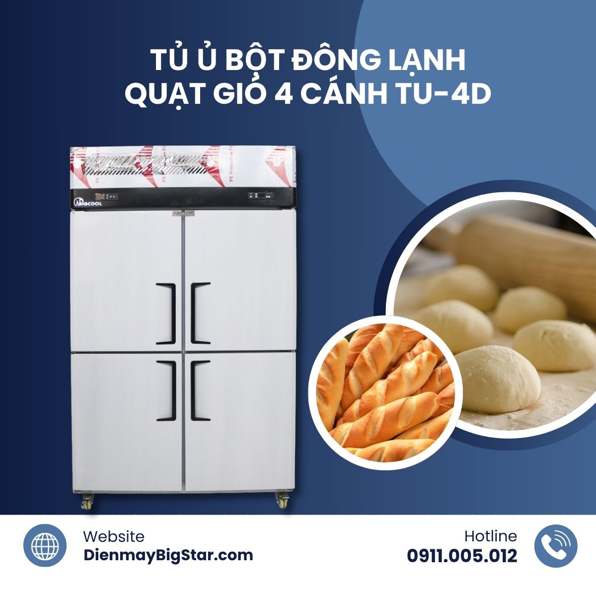 Tủ ủ bột đông lạnh quạt gió 4 cánh TU-4D
