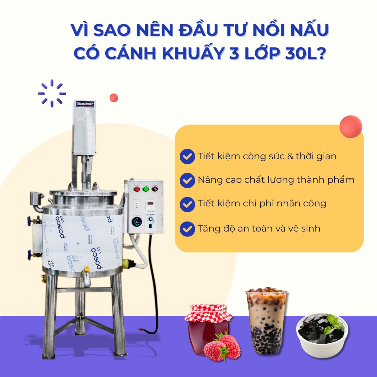Nồi nấu sốt có cánh khuấy 28 thuc pham noi nau co canh khuay 3 lop 30L 1