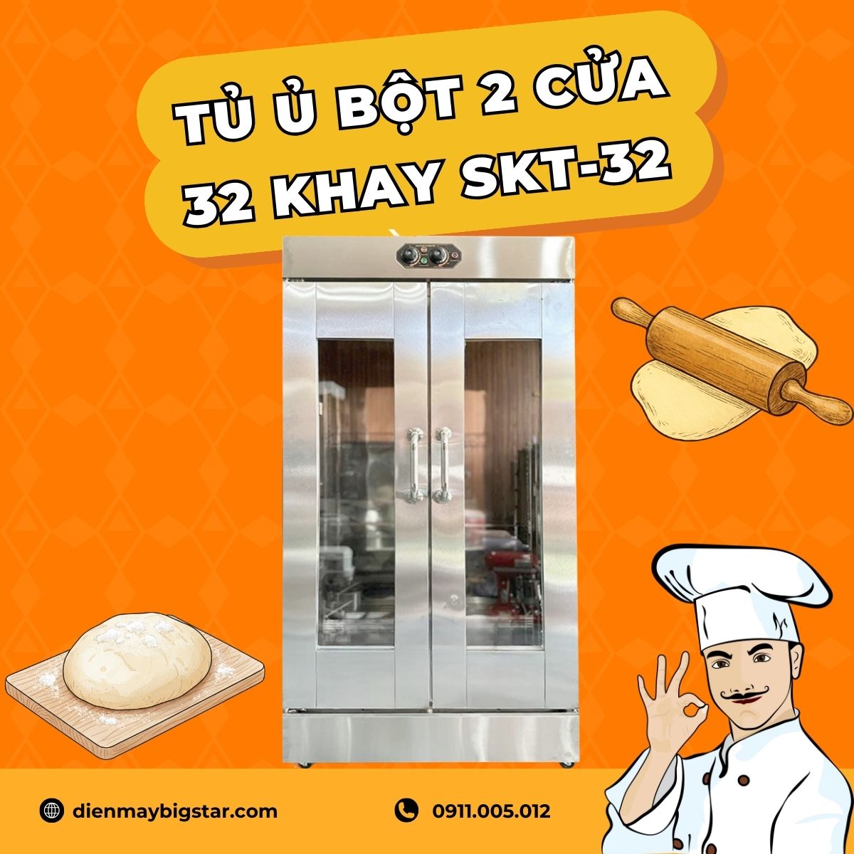 Tủ ủ bột 2 cửa 32 khay SKT-32 13 Tủ ủ bột 2 cửa 32 khay SKT-32