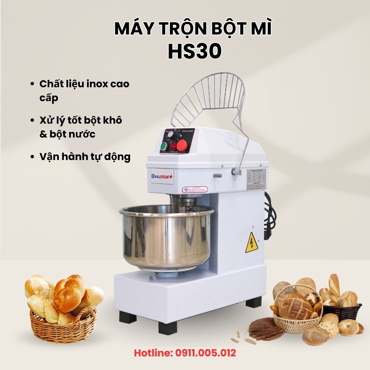 máy trộn bột mì HS30