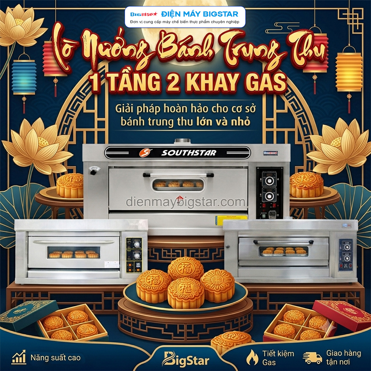lo nuong banh trung thu 1 tang 2 khay gas 2