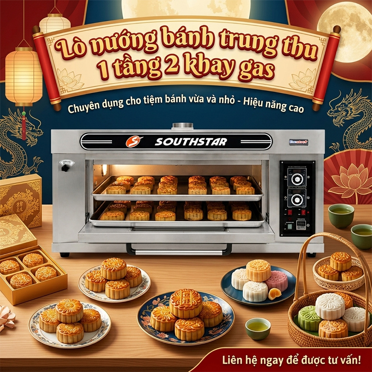 lo nuong banh trung thu 1 tang 2 khay gas 3